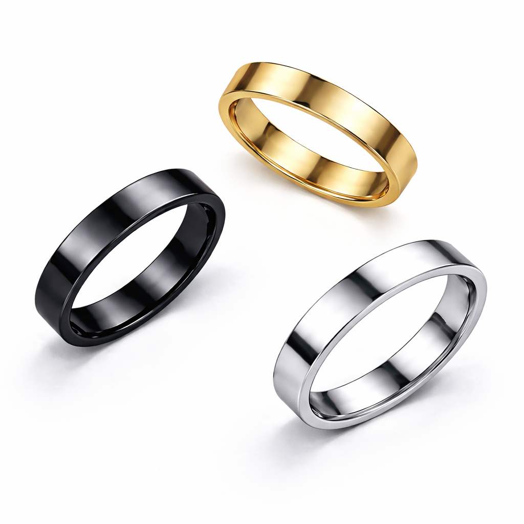 Essential Luxe Band Ring – Black, Gold & Silver