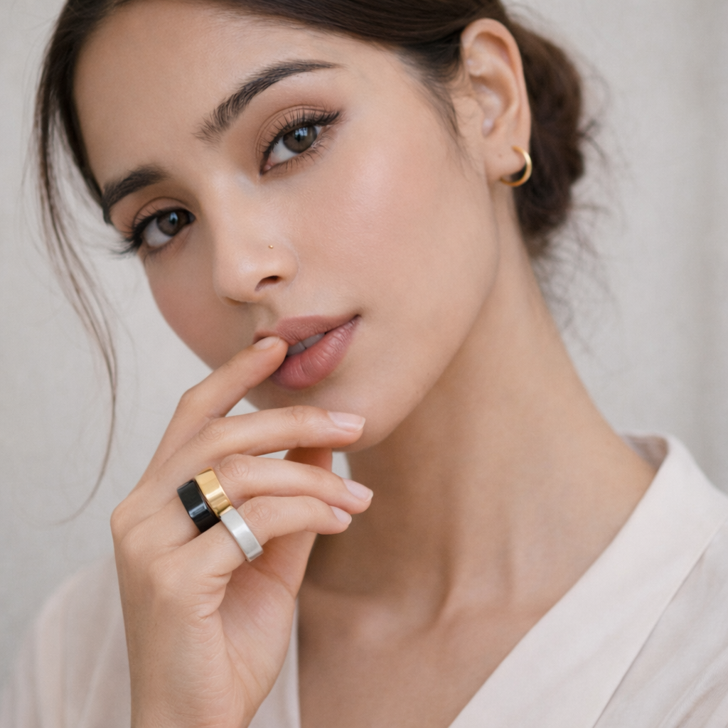 Essential Luxe Band Ring – Black, Gold & Silver